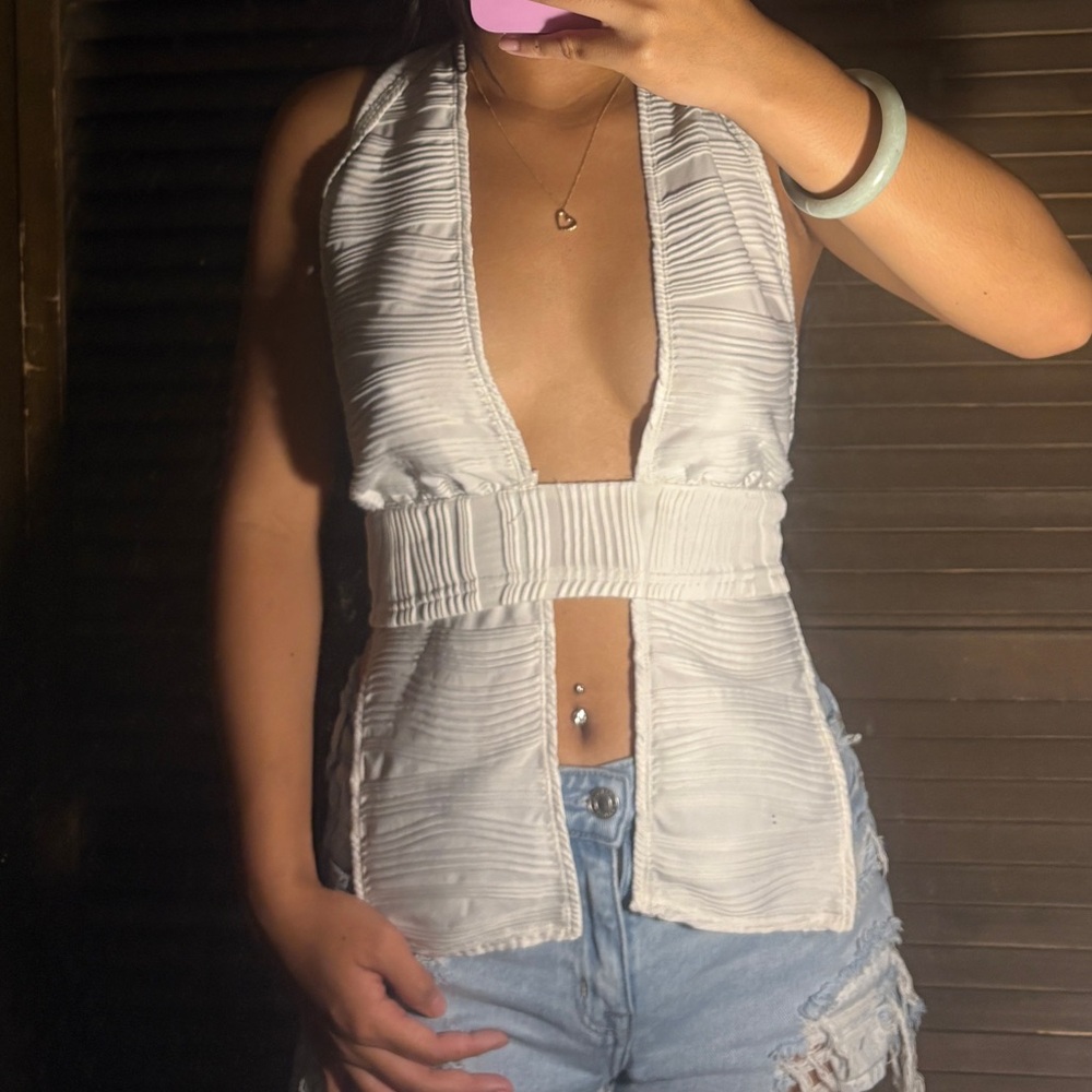 White Halter Top